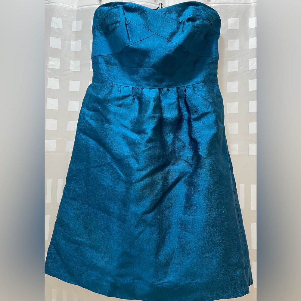 Ann Taylor petite six strapless iridescent blue dress